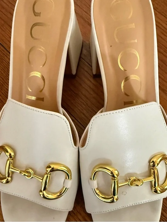 Gucci Slide Sandal with Horsebit in White Leather - Picture 6 of 8